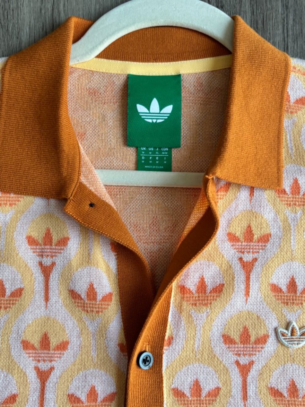 Adidas Originals Knit Polo Men's Medium in Orange Ice Tangerine - Picture 5 of 9